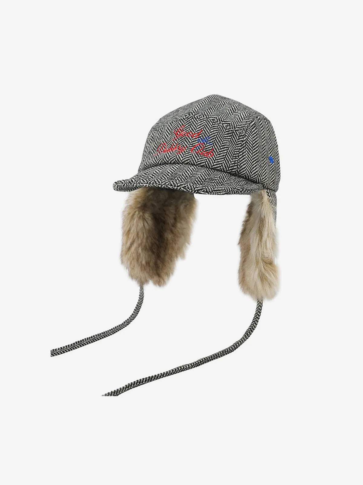 Retro Tweed Plush Earflap Embroidered Letter Cap sold by Thesupermade product image thumbnail 2
