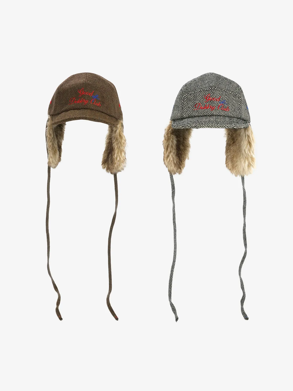 Retro Tweed Plush Earflap Embroidered Letter Cap sold by Thesupermade product image thumbnail 3