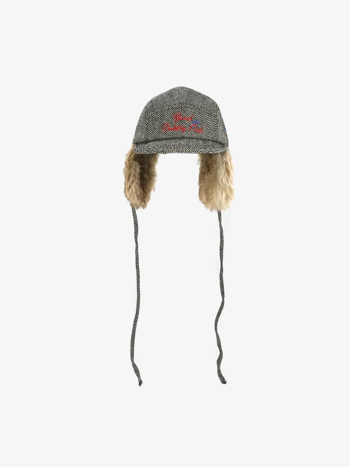 Retro Tweed Plush Earflap Embroidered Letter Cap sold by Thesupermade product image thumbnail 4
