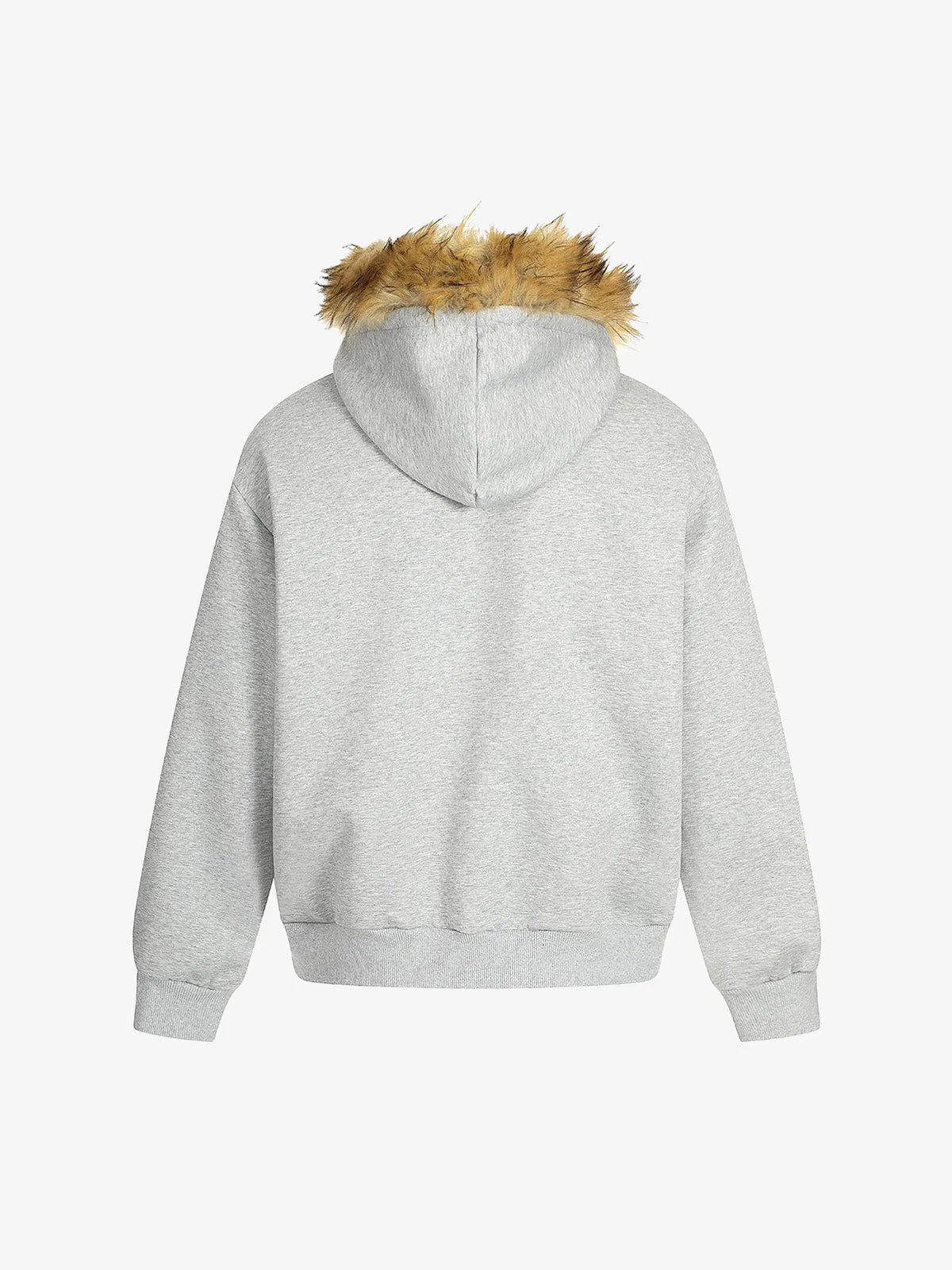 Supermade Vintage Detachable Fur Collar Graphic Zip-Up Hoodie sold by Thesupermade product image thumbnail 2