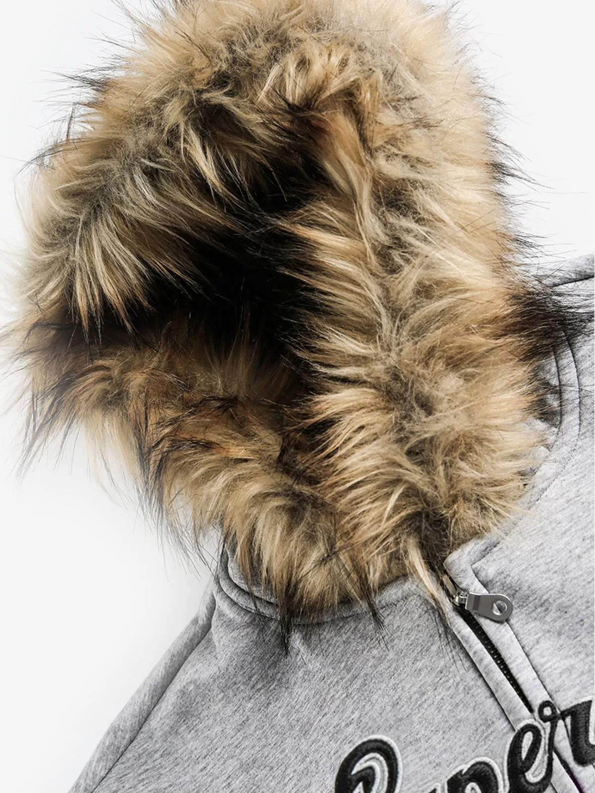 Supermade Vintage Detachable Fur Collar Graphic Zip-Up Hoodie sold by Thesupermade product image thumbnail 4