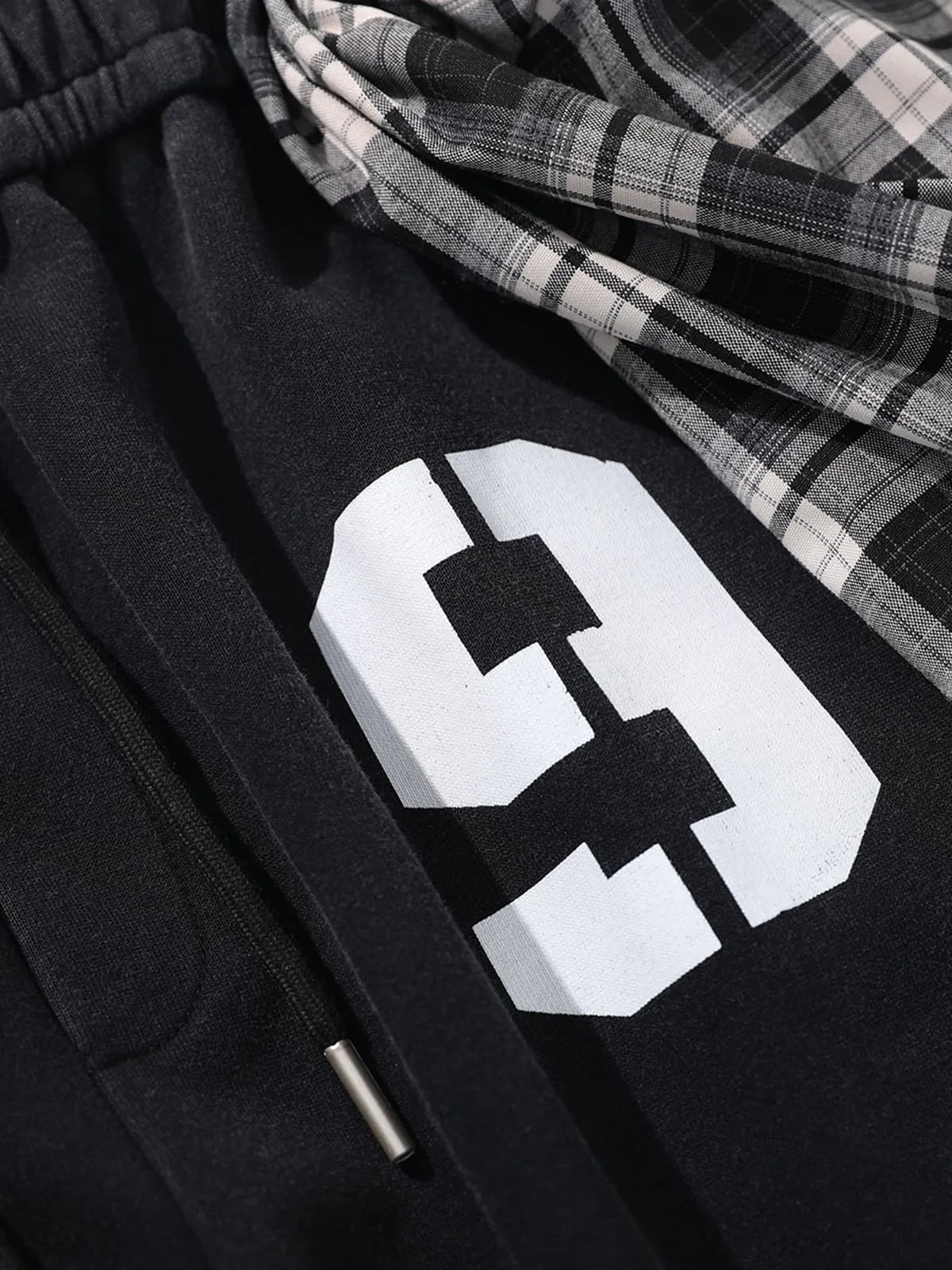 Retro Plaid Patchwork Tie-Belt Wide-Leg Barrel Pants sold by Thesupermade product image thumbnail 4