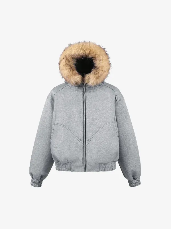 Vintage Patchwork Fur Hooded Cotton Jacket sold by Thesupermade