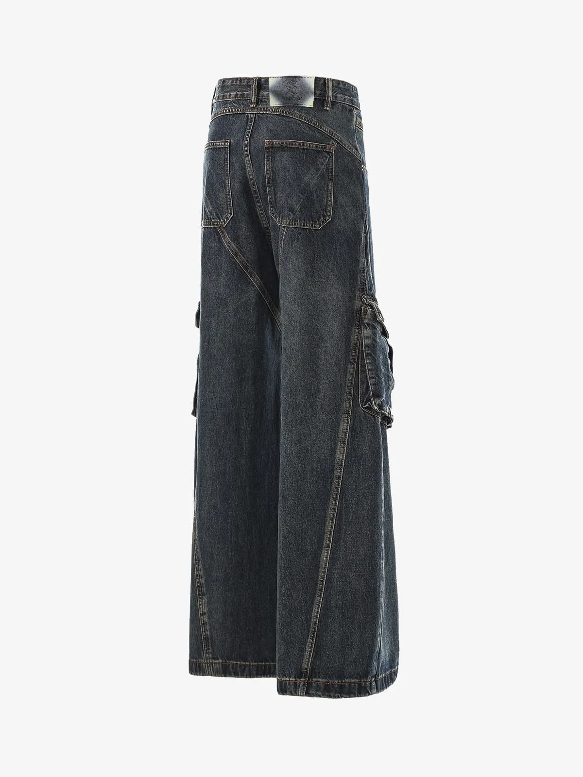 Vintage Distressed Patchwork Deconstructed Barrel Jeans sold by Thesupermade product image thumbnail 3