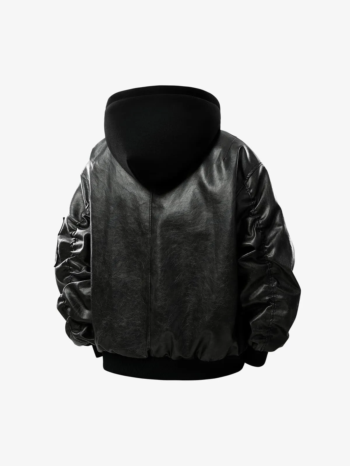 Retro Distressed Washed PU Leather Cotton Jacket sold by Thesupermade product image thumbnail 4