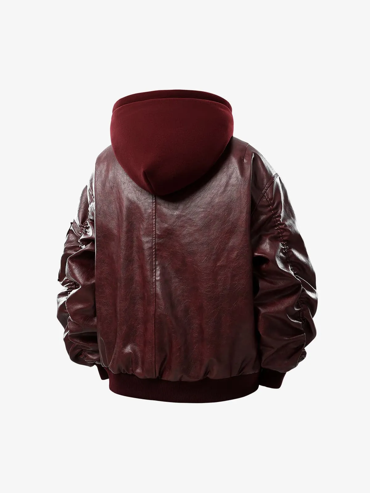Retro Distressed Washed PU Leather Cotton Jacket sold by Thesupermade product image thumbnail 3