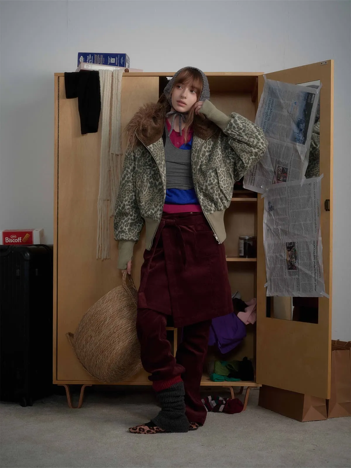 Retro Cheetah Fur Collar Cotton Jacket sold by Thesupermade product image thumbnail 4