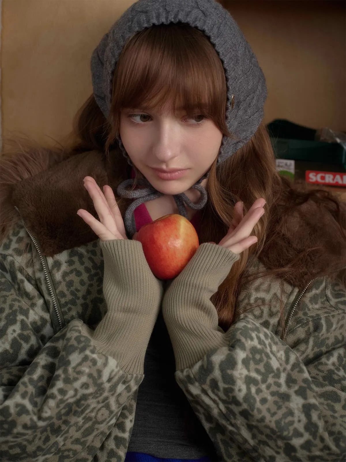 Retro Cheetah Fur Collar Cotton Jacket sold by Thesupermade product image thumbnail 2