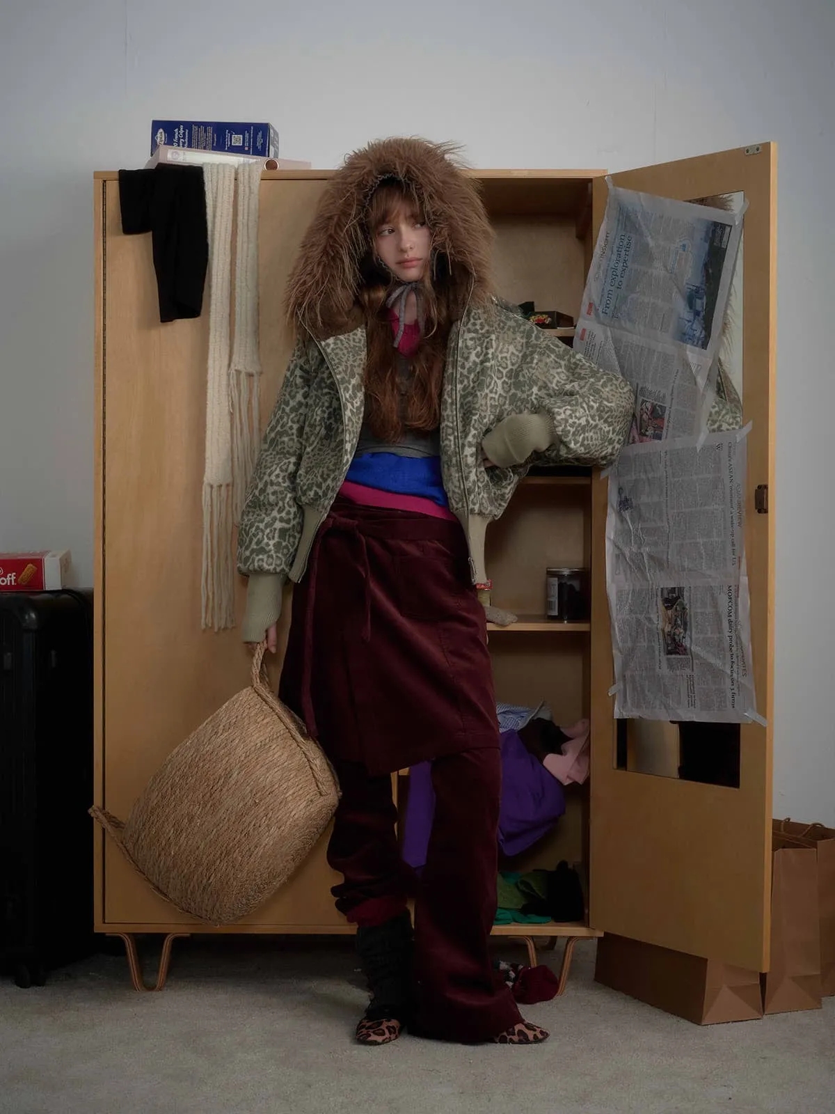 Retro Cheetah Fur Collar Cotton Jacket sold by Thesupermade product image thumbnail 5