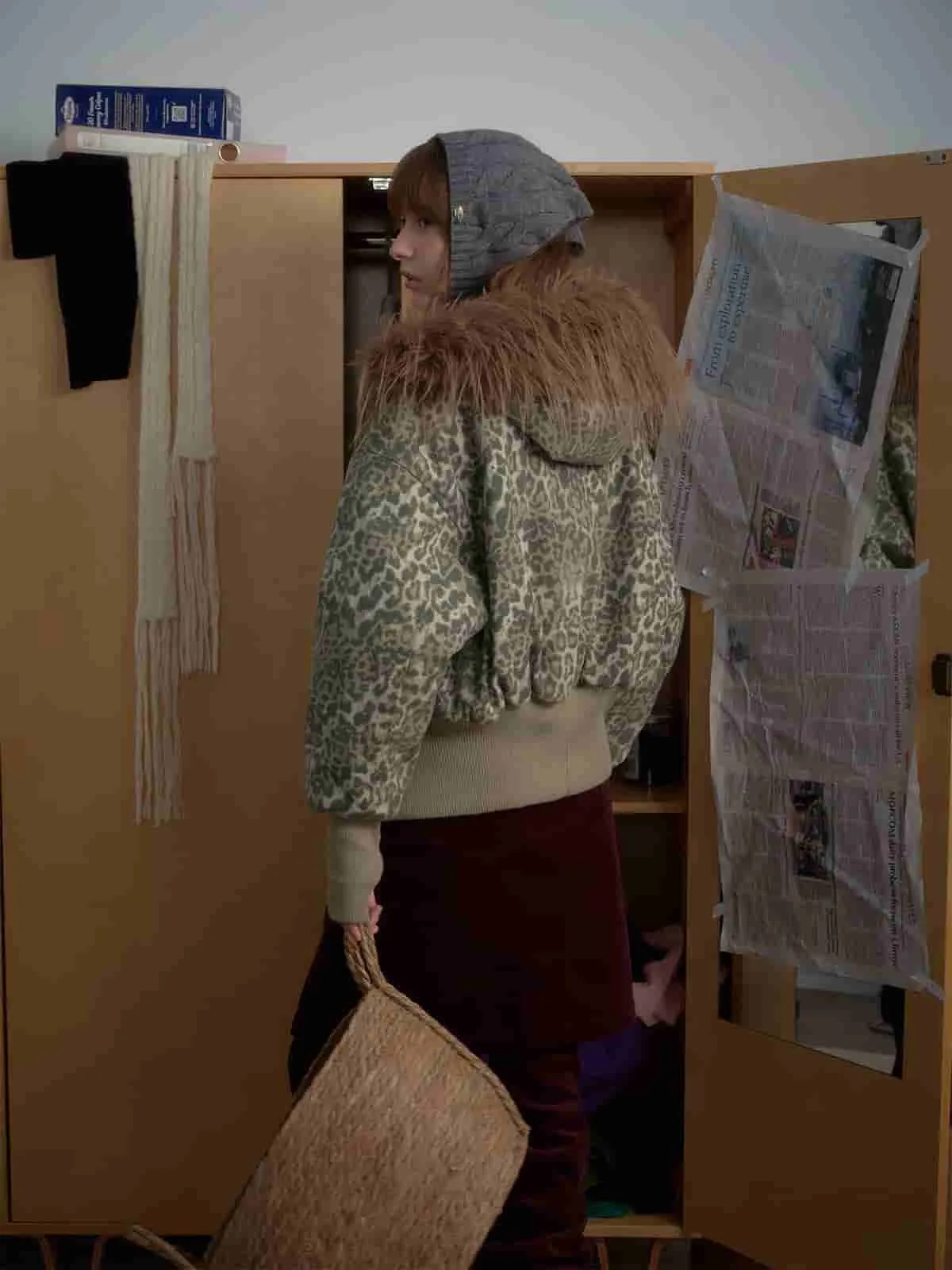 Retro Cheetah Fur Collar Cotton Jacket sold by Thesupermade product image thumbnail 3