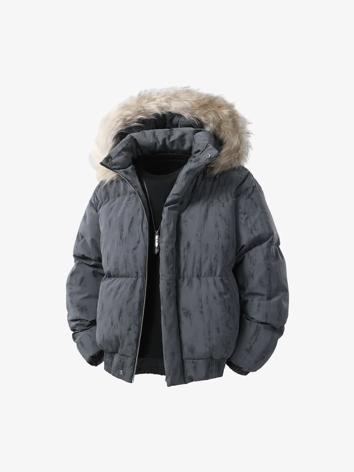 Vintage Fur Collar Hooded Cotton Jacket sold by Thesupermade product image thumbnail 3