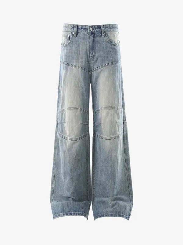 Vintage Washed Distressed Patchwork Deconstructed Baggy Jeans sold by Thesupermade