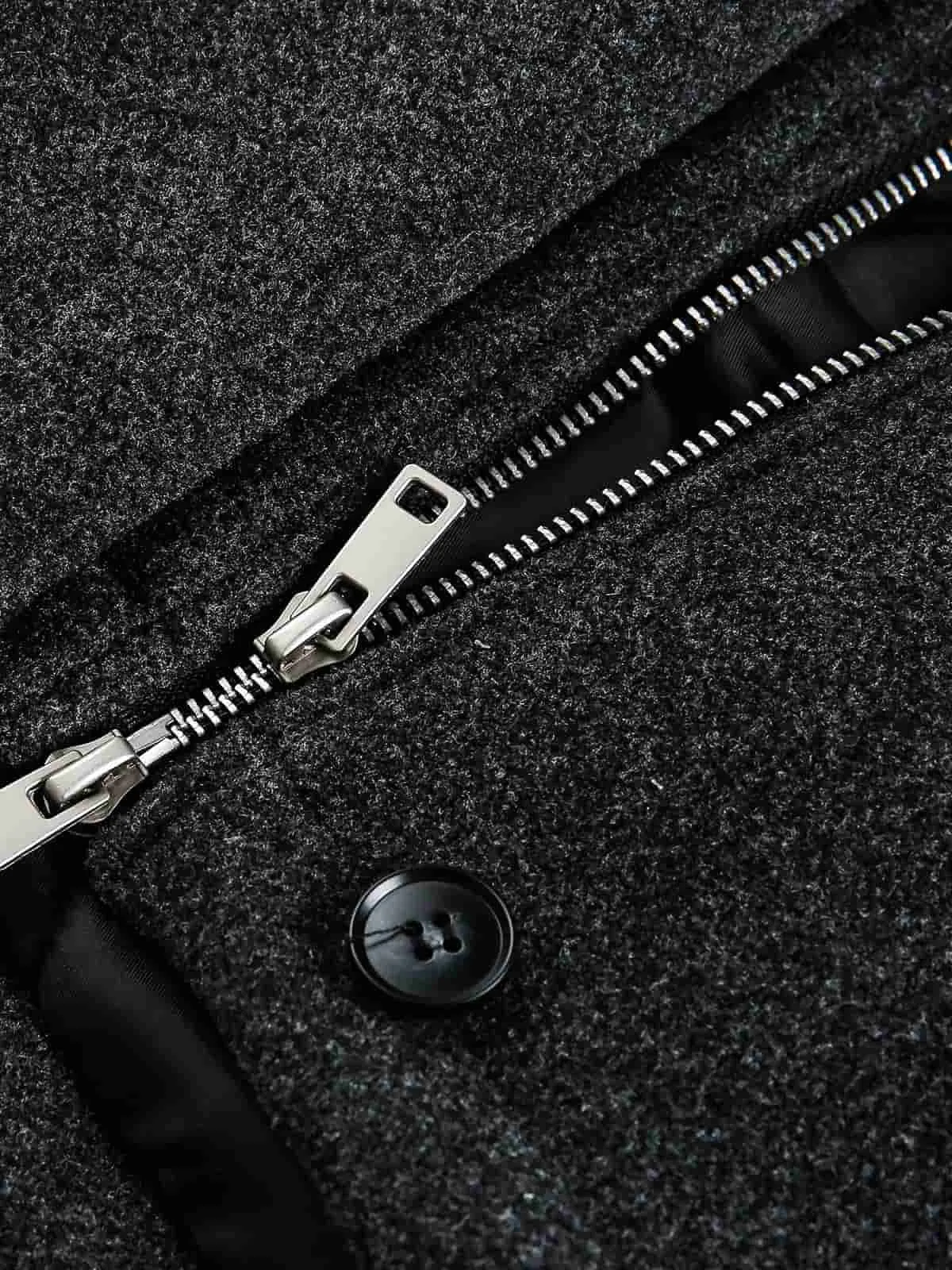 Retro Wool Blend Stand Collar Cotton Jacket sold by Thesupermade product image thumbnail 4