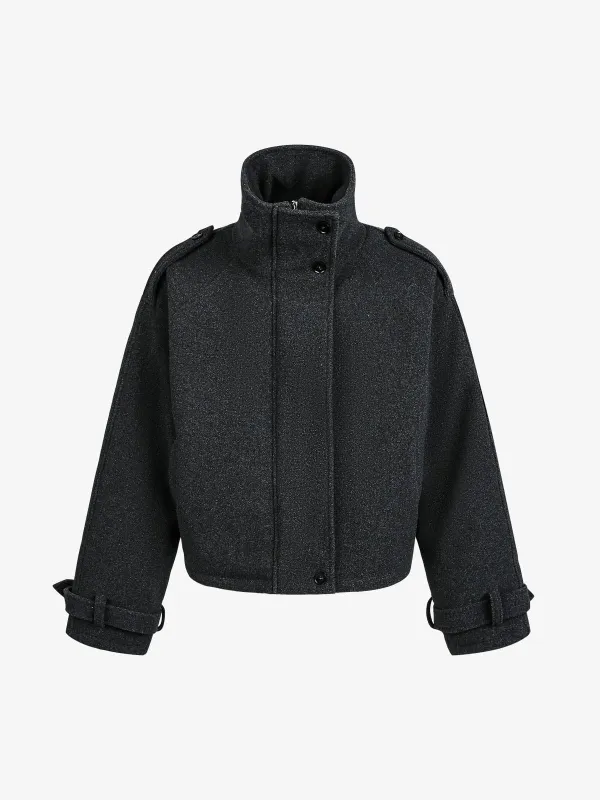 Retro Wool Blend Stand Collar Cotton Jacket sold by Thesupermade