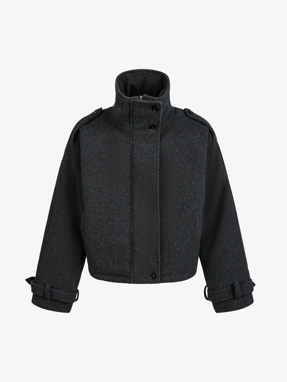 Retro Wool Blend Stand Collar Cotton Jacket sold by Thesupermade