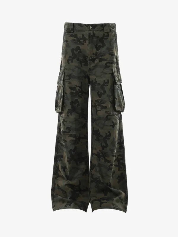 Retro Camouflage Pocket Design Workwear Casual Pants sold by Thesupermade