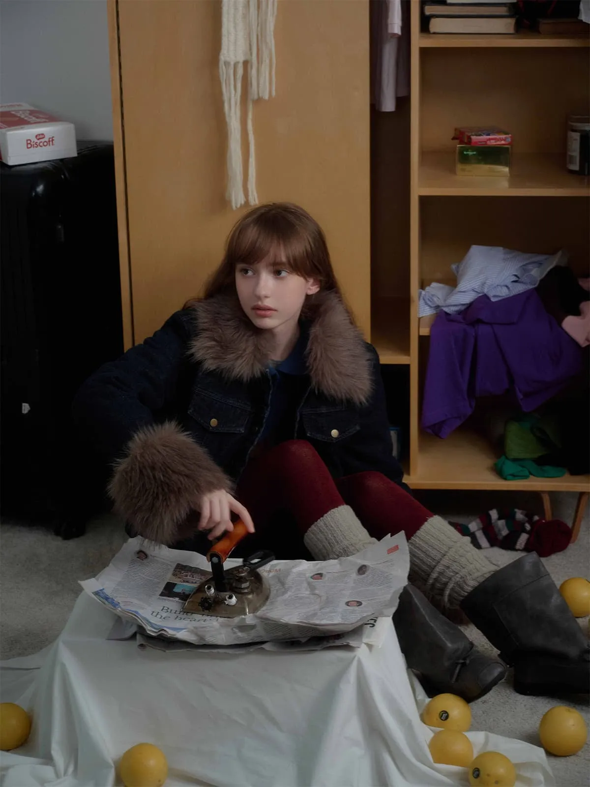 Retro Detachable Fur Collar Workwear Denim Jacket sold by Thesupermade product image thumbnail 5