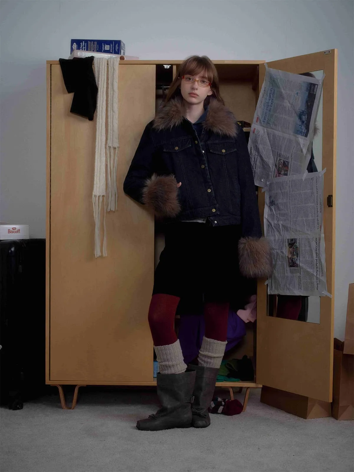 Retro Detachable Fur Collar Workwear Denim Jacket sold by Thesupermade product image thumbnail 3