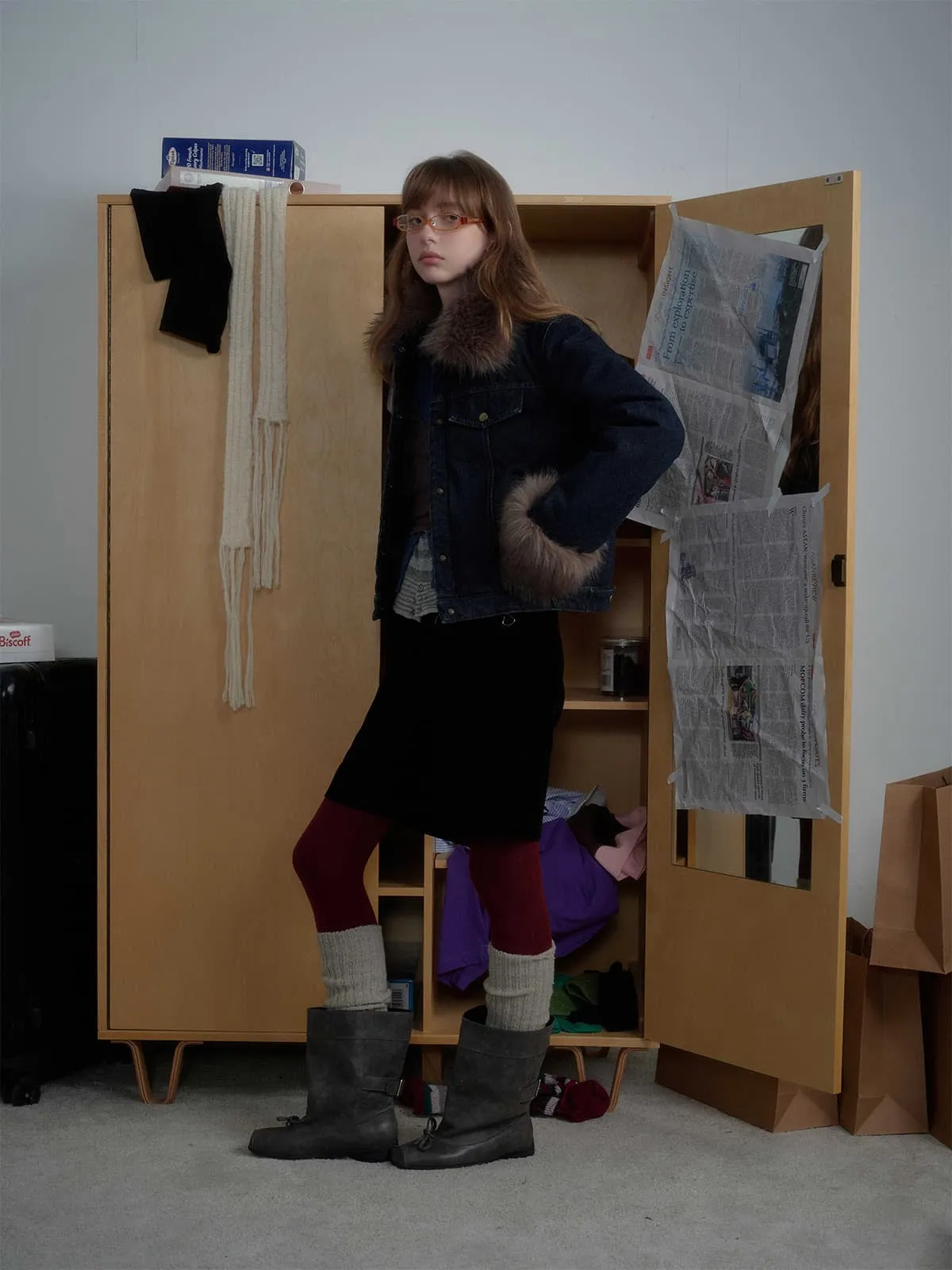 Retro Detachable Fur Collar Workwear Denim Jacket sold by Thesupermade product image thumbnail 4