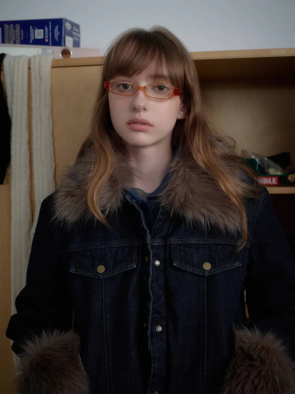 Retro Detachable Fur Collar Workwear Denim Jacket sold by Thesupermade product image thumbnail 2