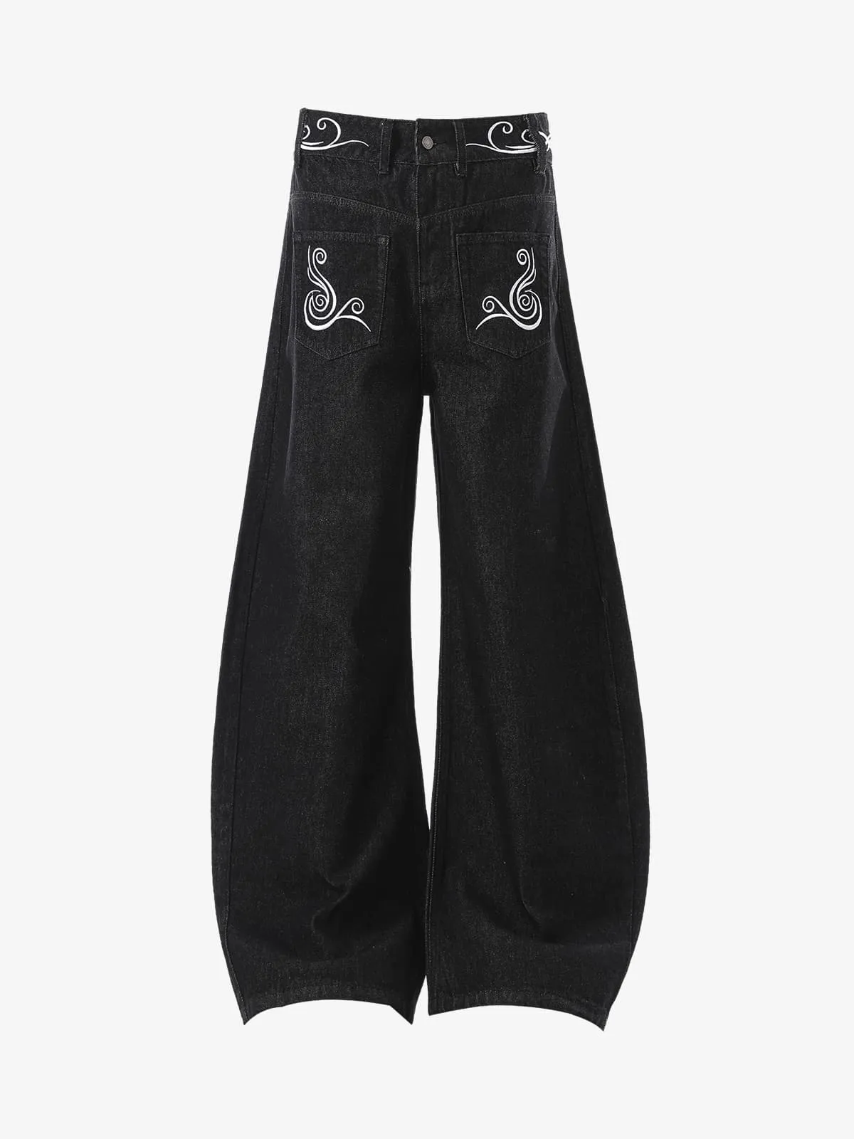 Retro Reverse Design Cloud Embroidered Barrel Jeans sold by Thesupermade