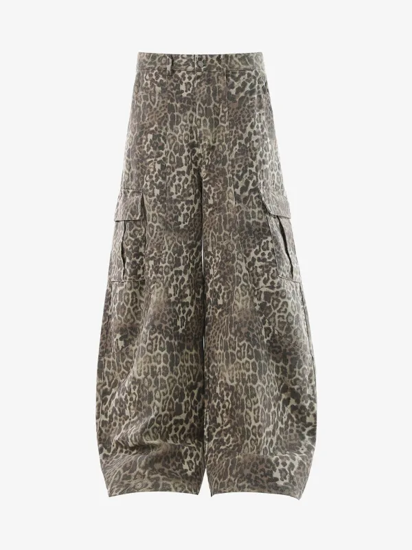 Vintage Leopard Print Cargo Barrel Pants sold by Thesupermade