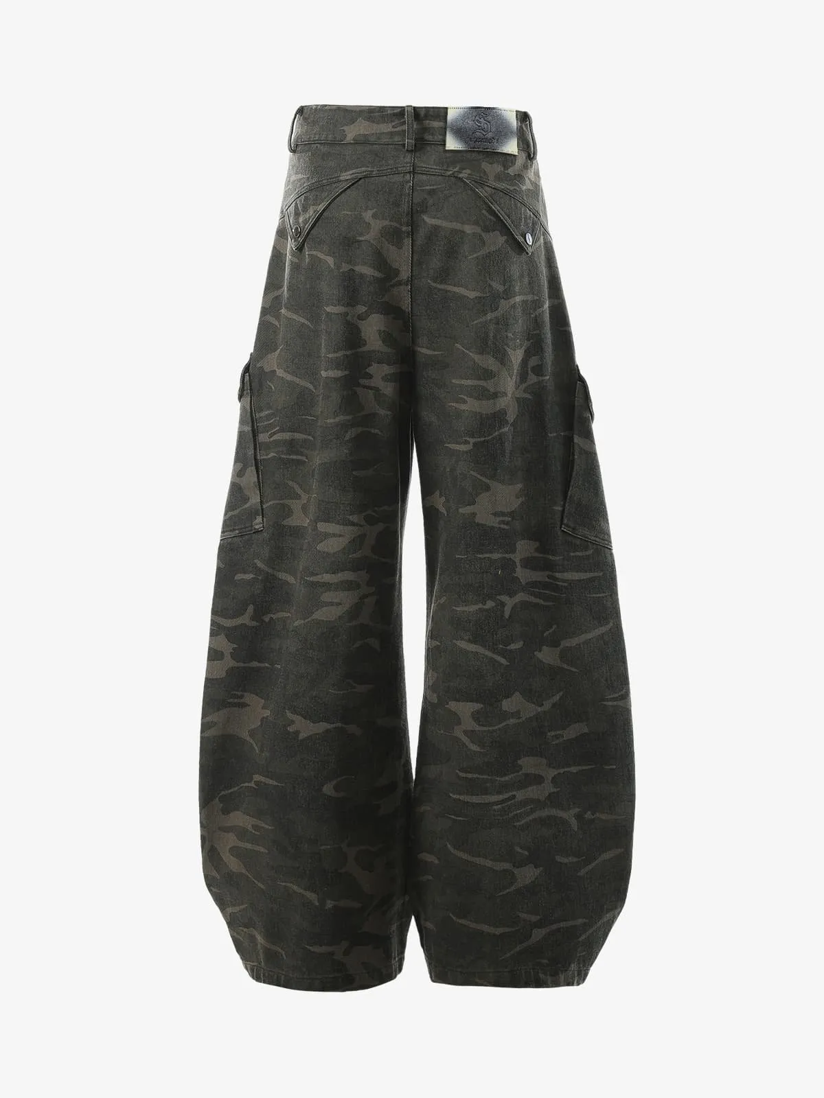 Vintage Camouflage Print Multi-Pocket Cargo Barrel Pants sold by Thesupermade product image thumbnail 3