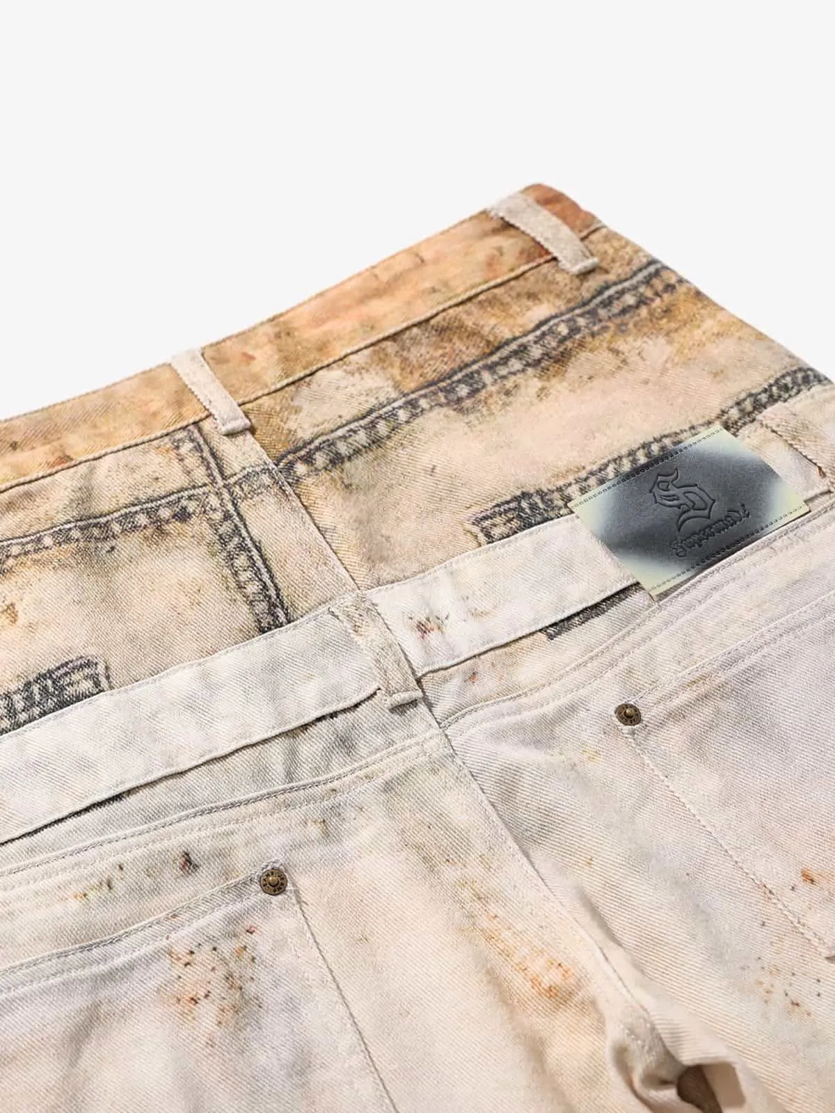 Vintage High Street Mud-Dyed Distressed Baggy Jeans sold by Thesupermade product image thumbnail 4