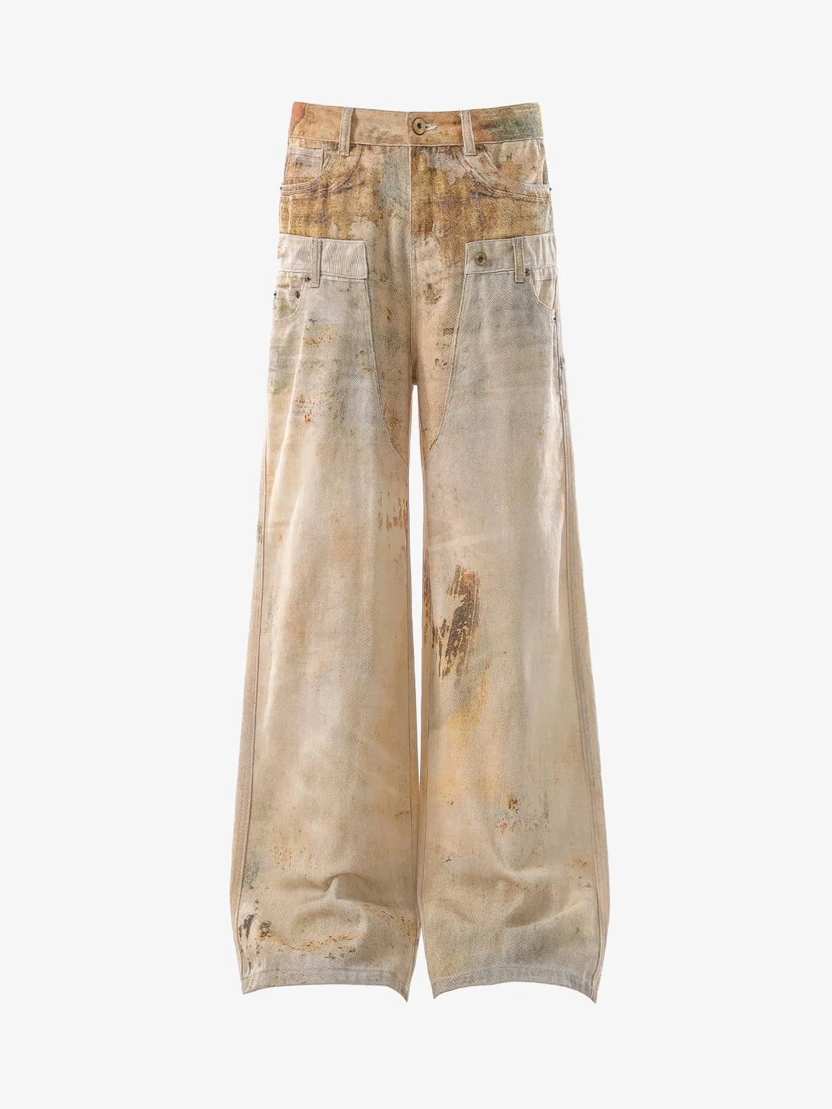 Vintage High Street Mud-Dyed Distressed Baggy Jeans sold by Thesupermade
