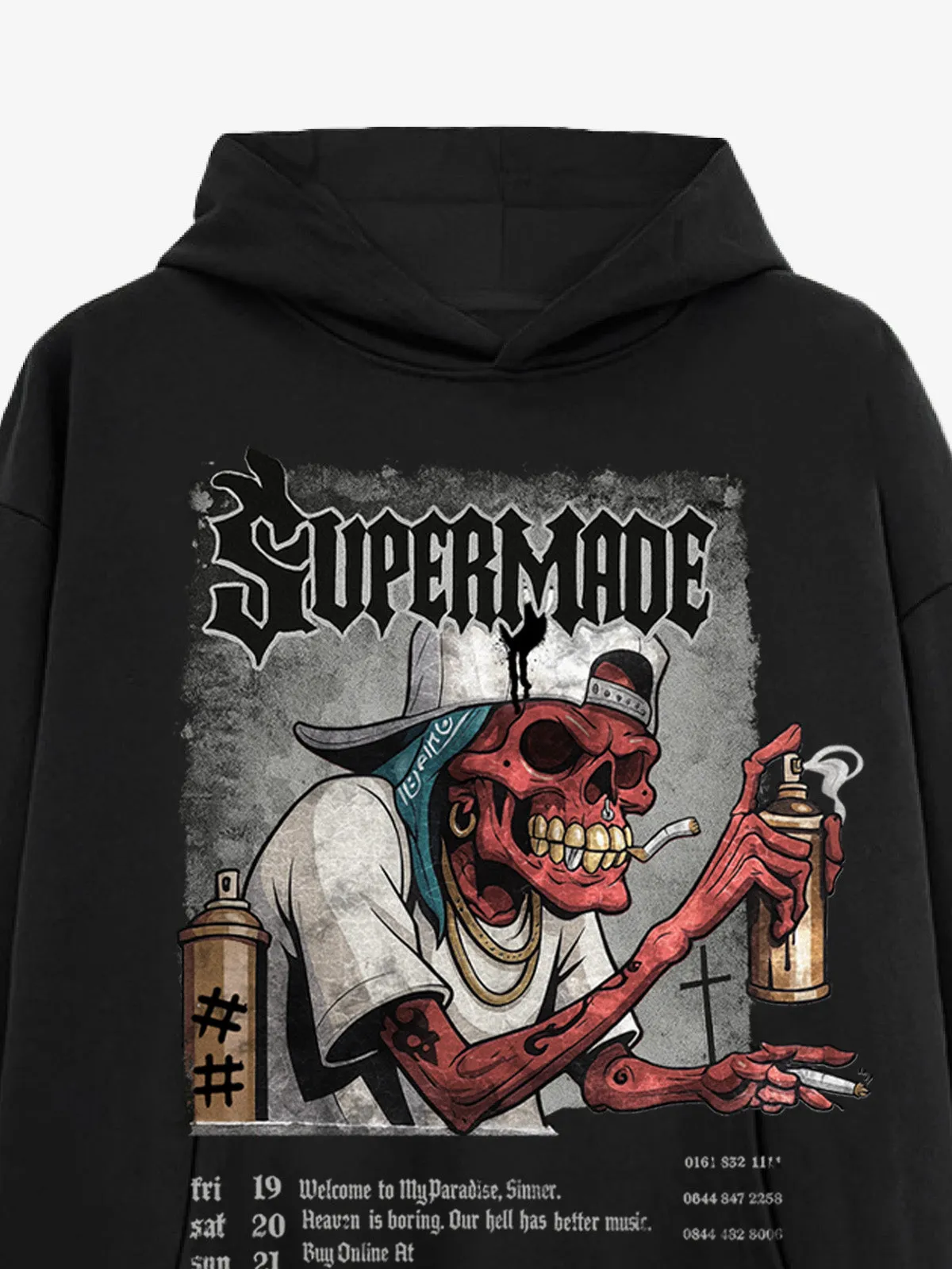 Vintage Punk Street Blood Red Skull Graffiti Hoodie sold by Thesupermade product image thumbnail 4