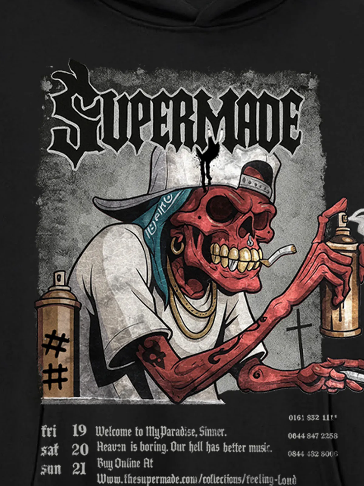 Vintage Punk Street Blood Red Skull Graffiti Hoodie sold by Thesupermade product image thumbnail 5