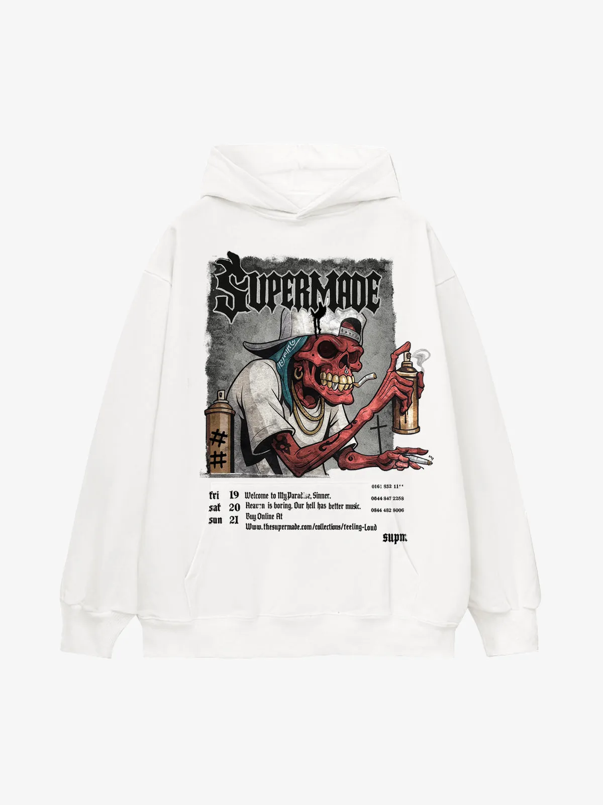 Vintage Punk Street Blood Red Skull Graffiti Hoodie sold by Thesupermade product image thumbnail 2