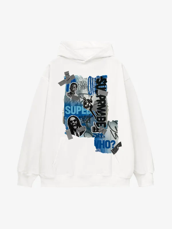 Supermade Graffiti Retro Hip-hop Sticker Effect Hoodie sold by Thesupermade