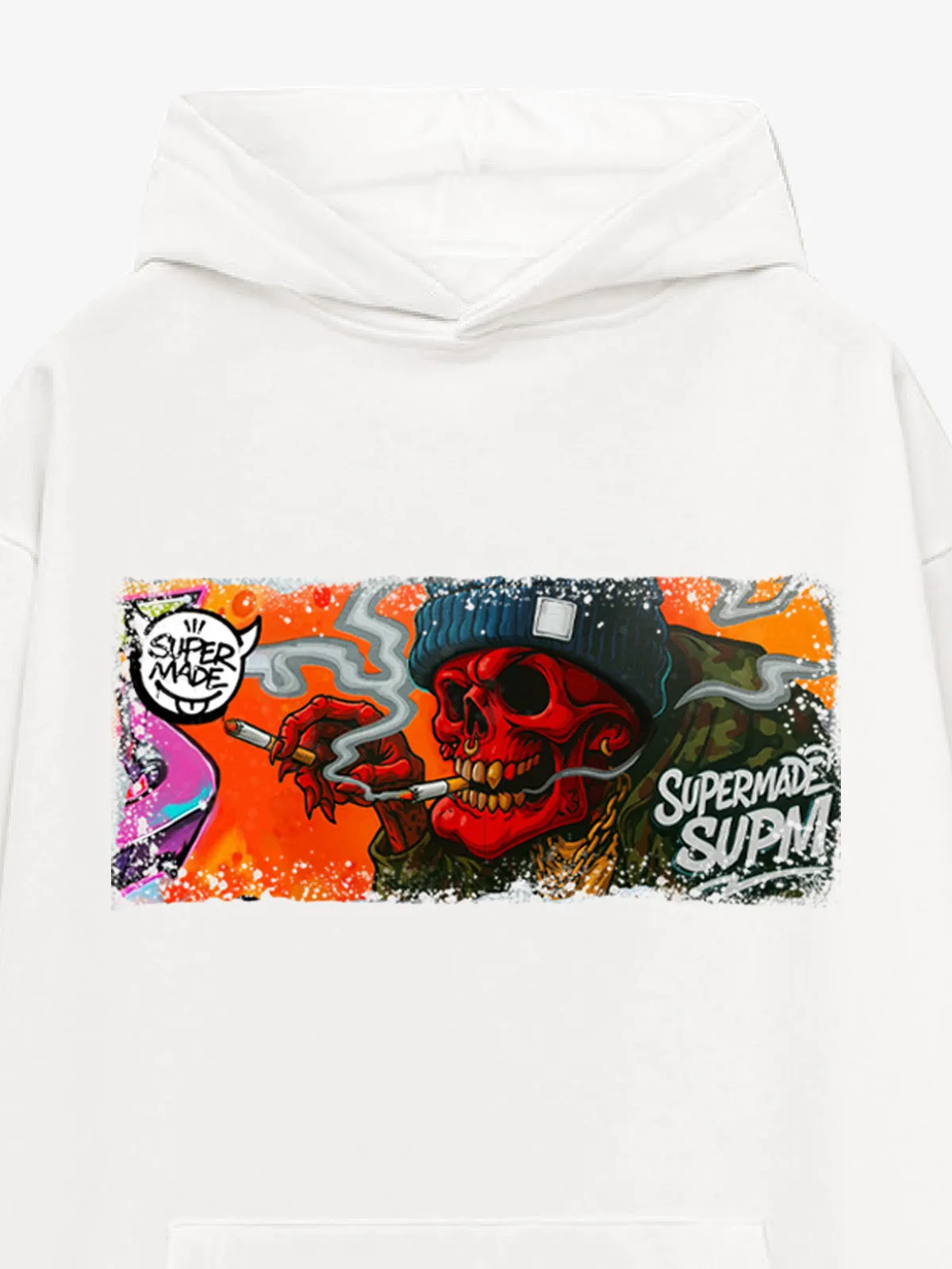 Distressed Blood-Red Skull Graffiti Hoodie sold by Thesupermade product image thumbnail 5