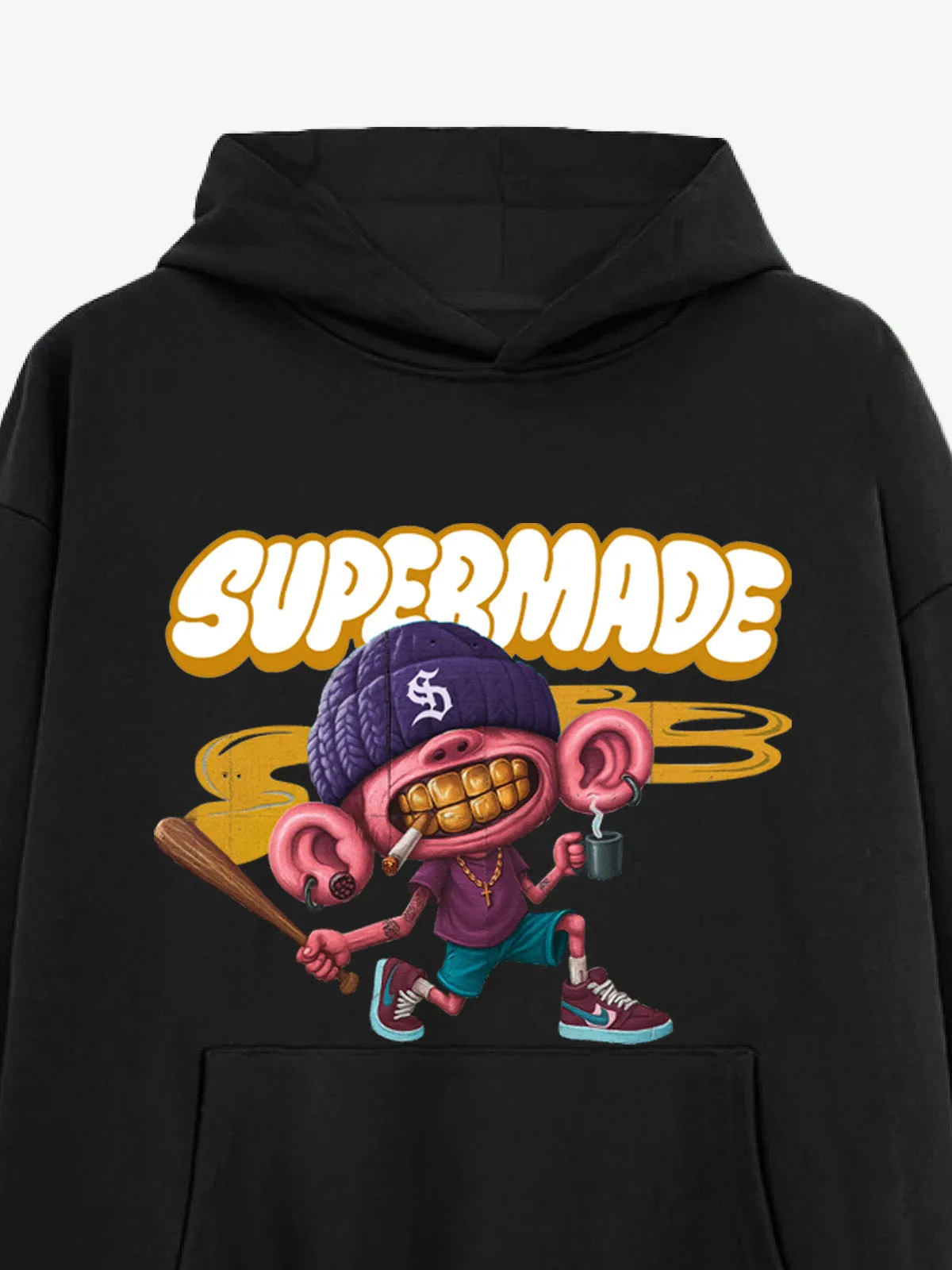 Cartoon Graffiti Font Baseball Boy Graphic Hoodie sold by Thesupermade product image thumbnail 4