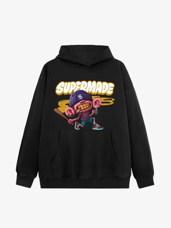 Cartoon Graffiti Font Baseball Boy Graphic Hoodie sold by Thesupermade