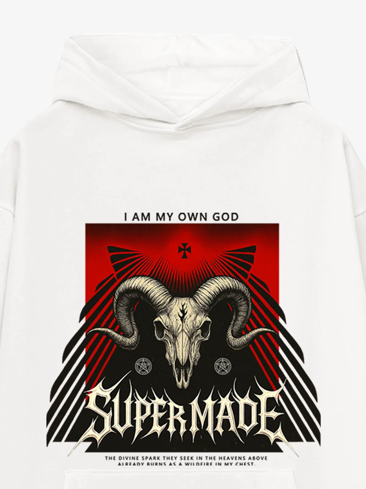 French Terry Supermade Dark Style Sheep Skull Hoodie sold by Thesupermade product image thumbnail 4