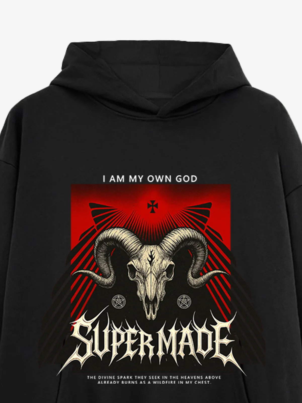 French Terry Supermade Dark Style Sheep Skull Hoodie sold by Thesupermade product image thumbnail 5