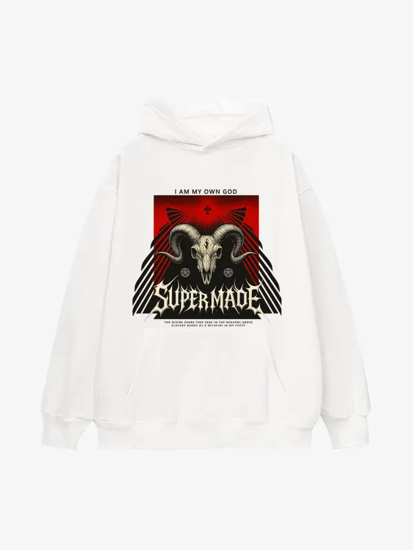 French Terry Supermade Dark Style Sheep Skull Hoodie sold by Thesupermade