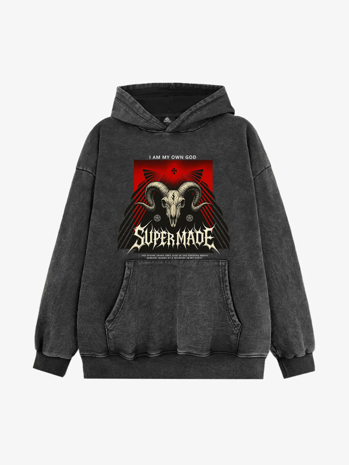 French Terry Supermade Dark Style Sheep Skull Hoodie sold by Thesupermade product image thumbnail 3