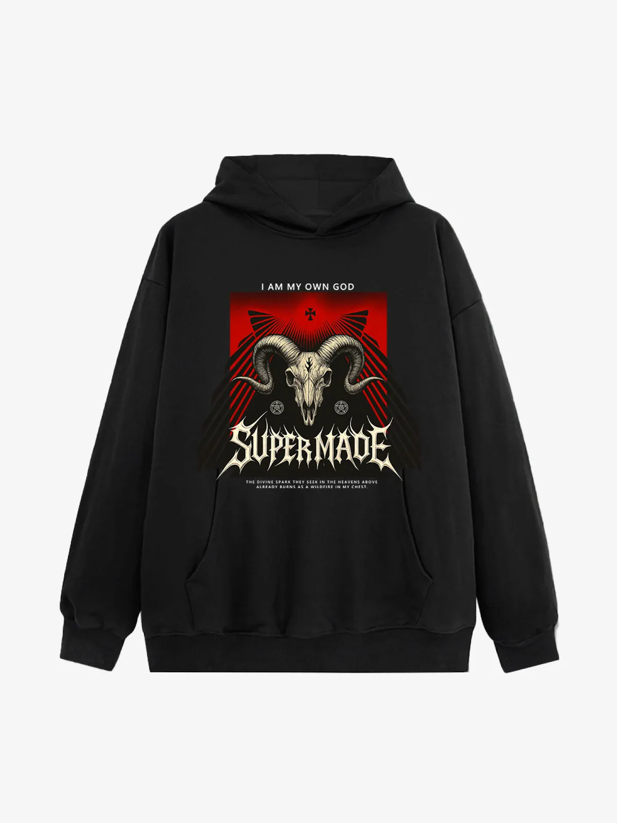 French Terry Supermade Dark Style Sheep Skull Hoodie sold by Thesupermade product image thumbnail 2