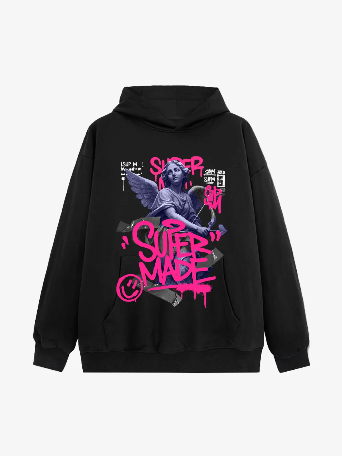 Pink Letter Graffiti Angel Print Hoodie sold by Thesupermade product image thumbnail 2