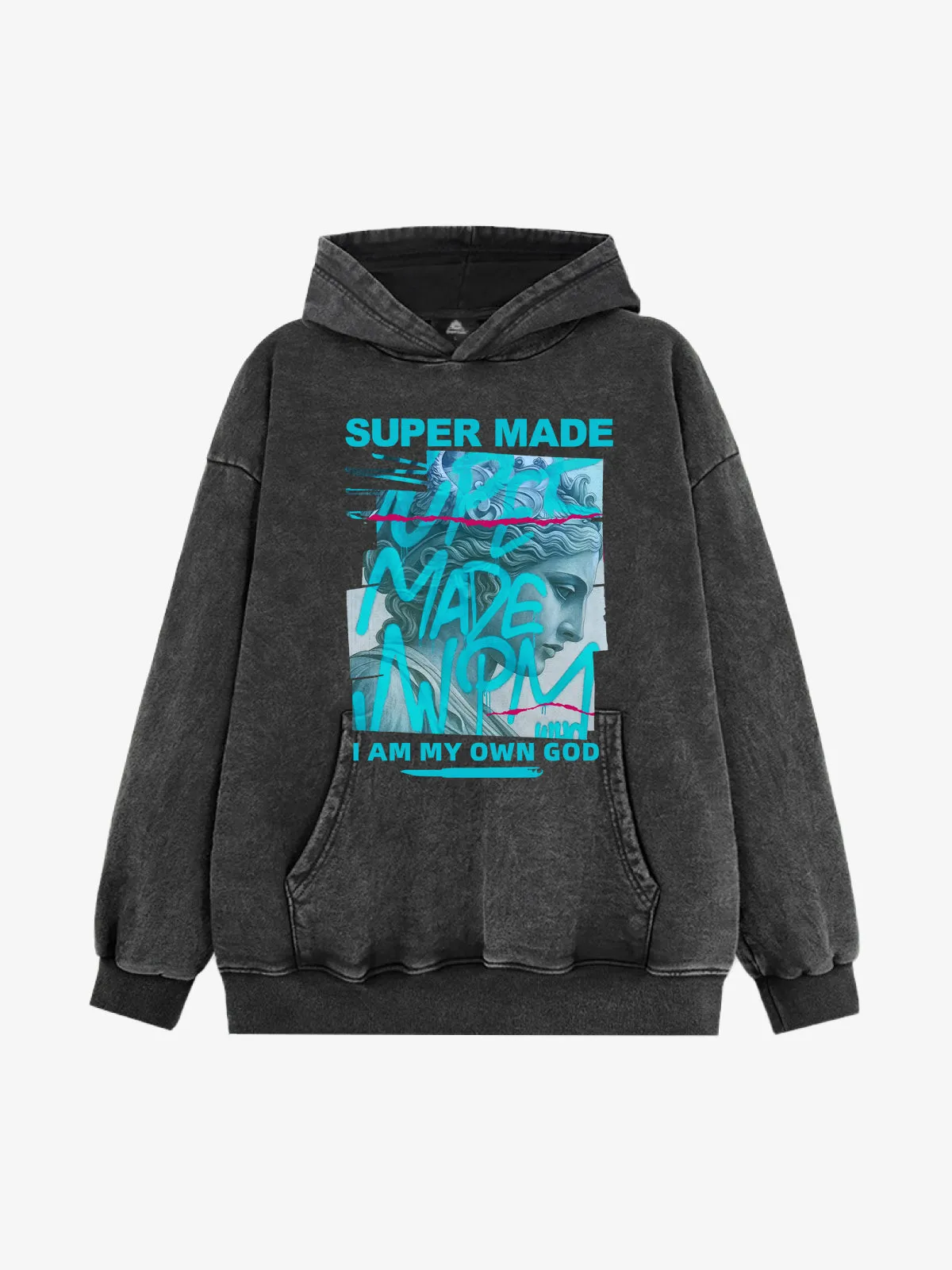 French Terry Vintage Graffiti Statue-Print Hoodie sold by Thesupermade product image thumbnail 3