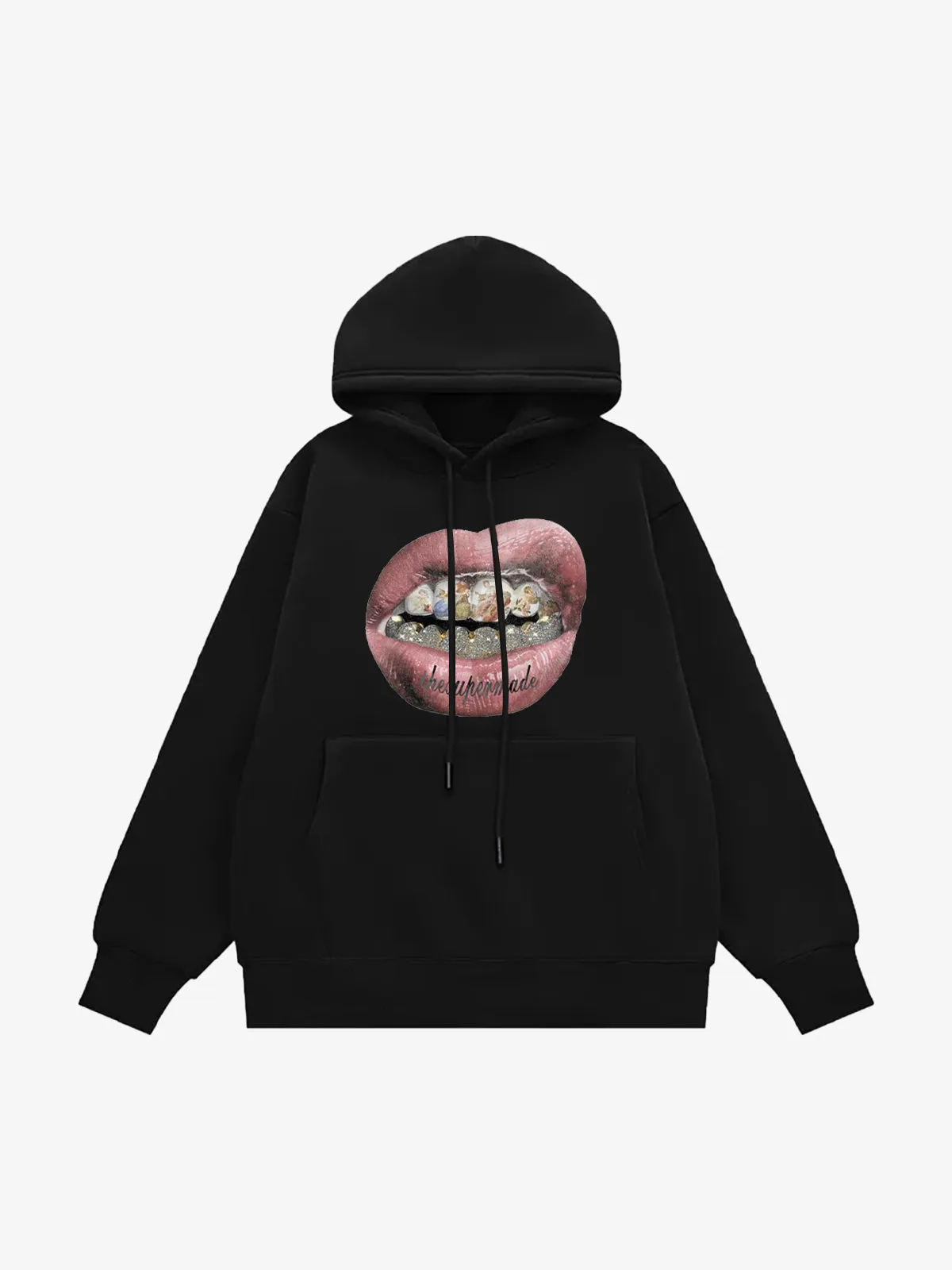 Hip-Hop Mouth Gold Print Velvet Hoodie sold by Thesupermade product image thumbnail 2