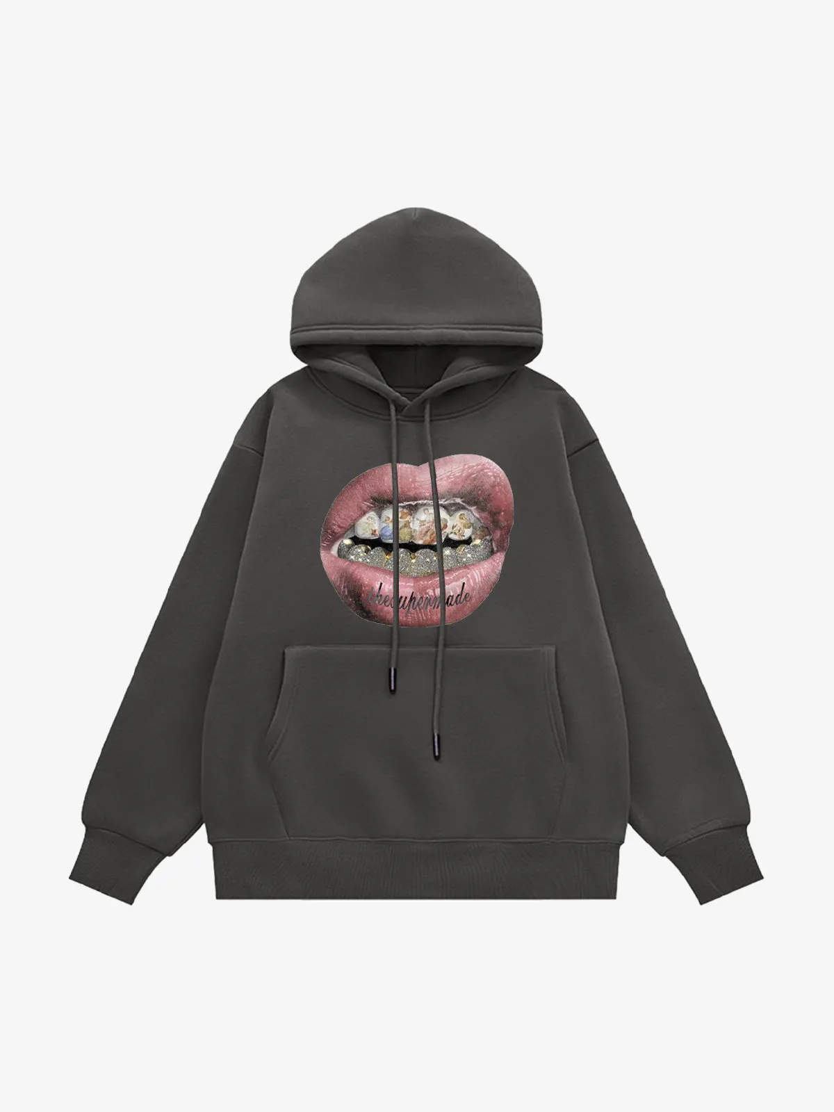 Hip-Hop Mouth Gold Print Velvet Hoodie sold by Thesupermade product image thumbnail 3