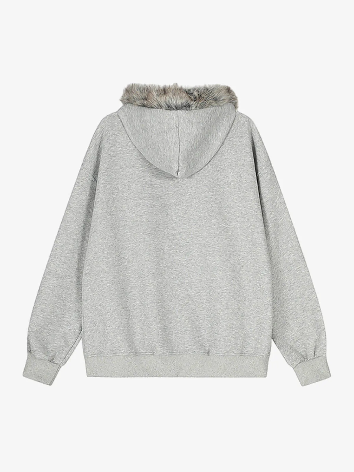 Street Punk Letter Print Fur Collar Zip Up Hoodie sold by Thesupermade product image thumbnail 3