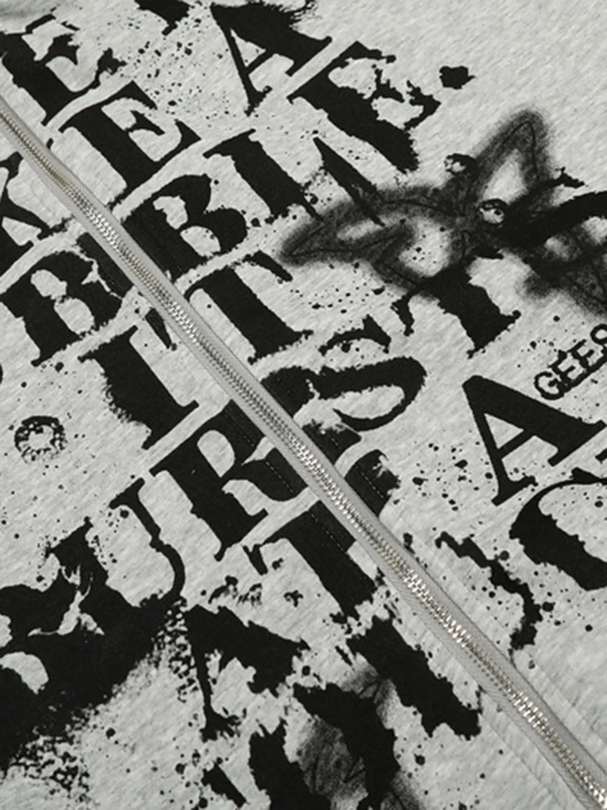 Street Punk Letter Print Fur Collar Zip Up Hoodie sold by Thesupermade product image thumbnail 5