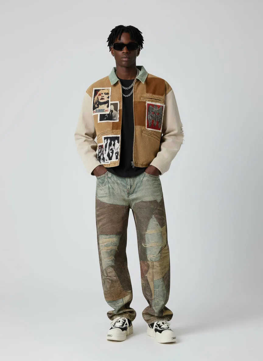 Punk Retro Collage Print Distressed Heavy Jacket - 2539 sold by Thesupermade product image thumbnail 2