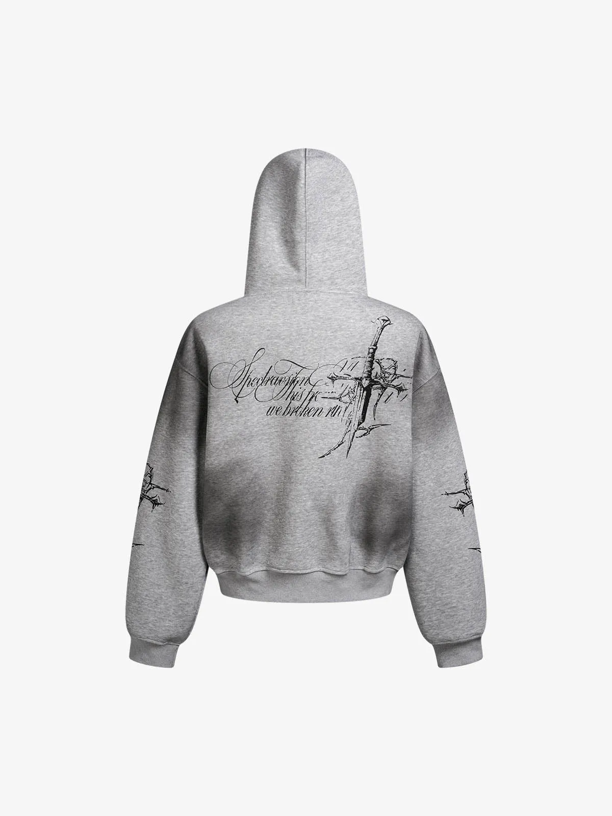 Street Wasteland Washed Cross Print Zip Up Hoodie - 2561 sold by Thesupermade product image thumbnail 3