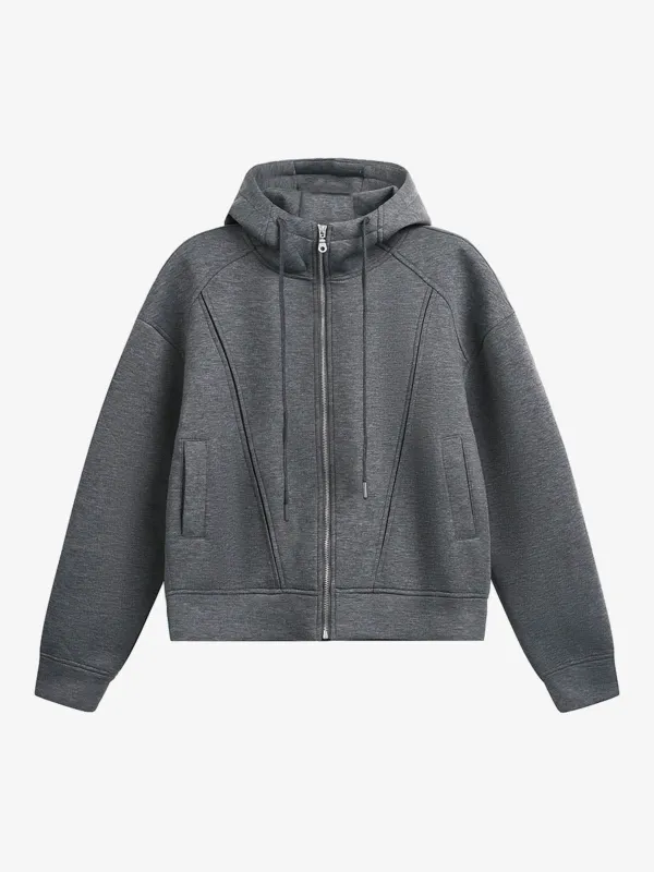 Deconstructed Split Drawstring Zip Up Hoodie sold by Thesupermade